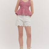 Red Gingham Peplum Top
