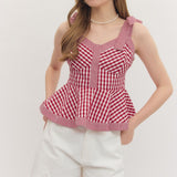 Red Gingham Peplum Top