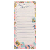 long notepad with stamps and lines for a list