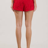 Green Eyelet Drawstring Shorts