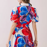 Floral Print Belted Mini Dress: