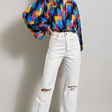 Collared Abstract Top