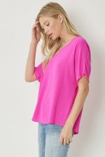 HOT PINK V NECK