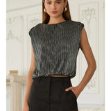 Pleated Metallic Blouse