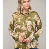 Olive Floral Button Down