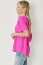 HOT PINK V NECK