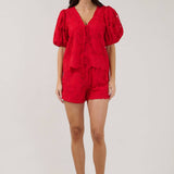 Green Eyelet Drawstring Shorts