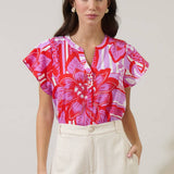Tropical Cass Flutter Sleeve Top