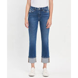 High Rise Slim Straight Cuff Jean