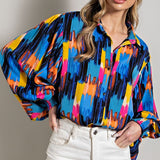 Collared Abstract Top