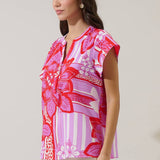 Tropical Cass Flutter Sleeve Top