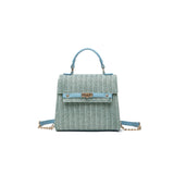 Light Blue Woven Crossbody Purse
