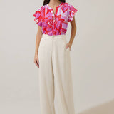 Tropical Cass Flutter Sleeve Top