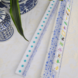 Blue and White Chinoiserie Mahjong Rack and Pusher, Set of 4