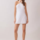 Tweed Pearl Embellished Halter Dress