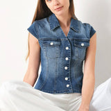 Indigo Denim Button Peplum