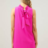 Rouleau Ruffle Mock-Neck Mini Dress