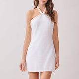Tweed Pearl Embellished Halter Dress
