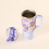 20 oz Flip Straw Bouquet Purple Tumbler
