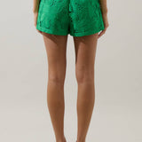 Green Eyelet Drawstring Shorts