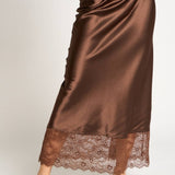 Brown Lace Trim Skirt