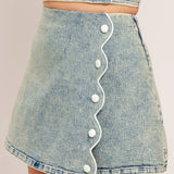 Acid Wash Denim Skort