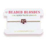 College Logo on Gold Beaded Bracelet