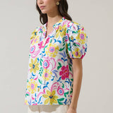Floral Berisa Split Neck Top