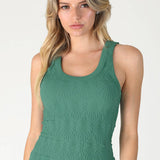 Dusty Teal Reversible Lace Textured Tank