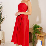 Red Midi Belted Dress