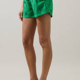 Green Eyelet Drawstring Shorts