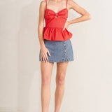 Coral Red Bowtie Top