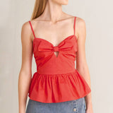 Coral Red Bowtie Top