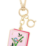 Mahjong Tile Enamel Bag Charm in Pink