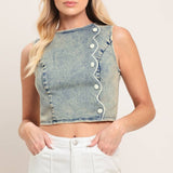 Acid Wash Denim Crop Top