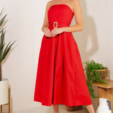 Red Midi Belted Dress
