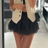 Pull Up Pleated Mini Lace Skirt