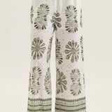 Green Whisper Print Pants