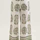 Green Whisper Print Pants