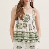 Green Whisper Print Top