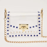 Jackie Blue Studded Clear Handbag