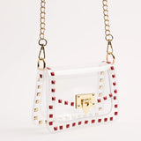 Jackie Red Studded Clear Handbag