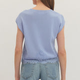 Blue Lace Trim Blouse