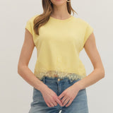 Lemon Lace Trim Blouse
