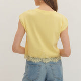 Lemon Lace Trim Blouse
