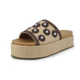 Beaded Raffia Platform Sandal