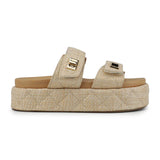 Nude Quilted Wedge Sandal