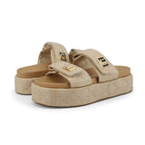 Nude Quilted Wedge Sandal