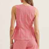 Red Gingham Peplum Top