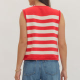 Red Cardi Stripe Tank